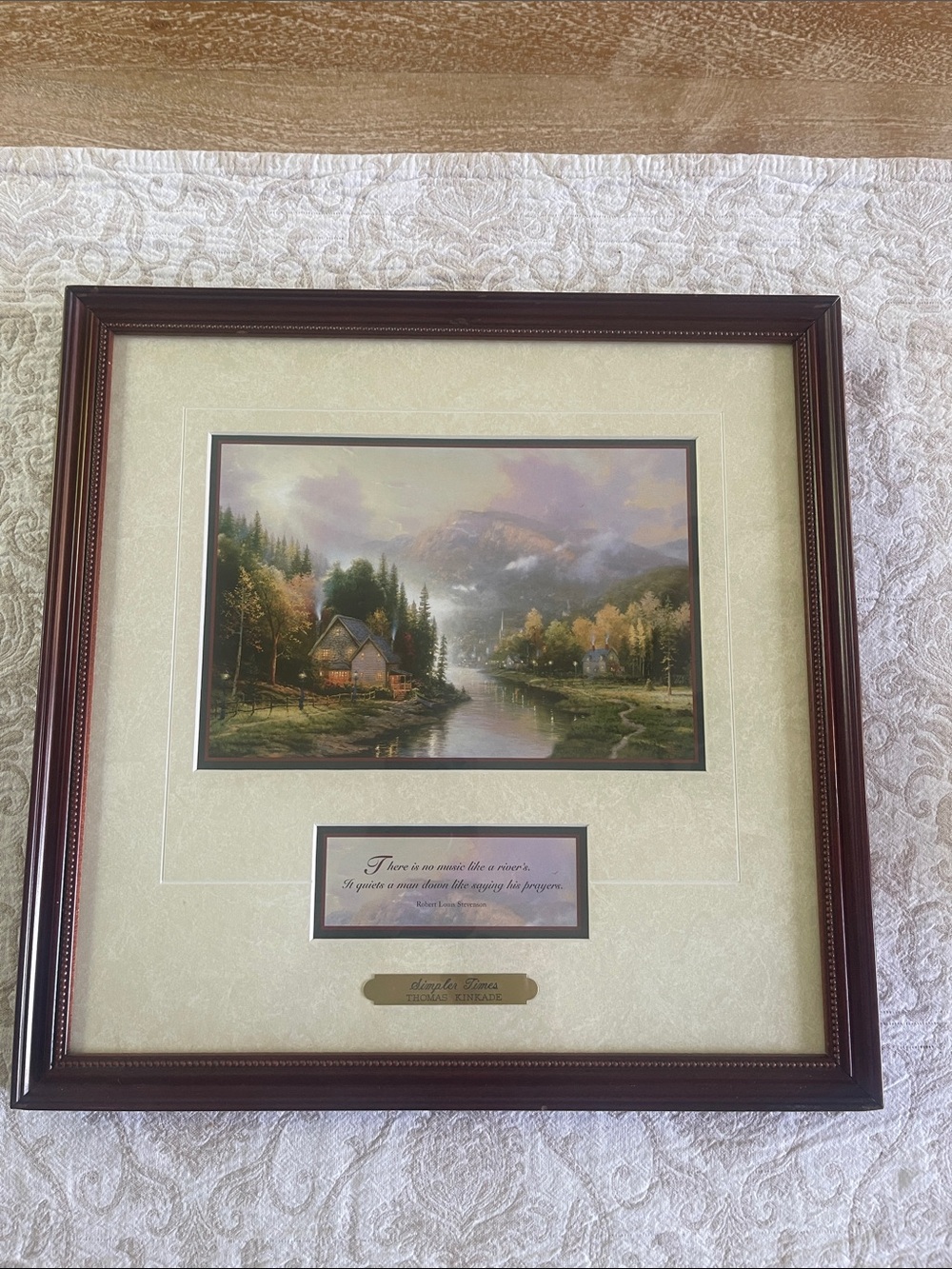 Thomas Kinkade/Simpler Times Framed Print with Gold Plaque - Brown, Cream, Gold
